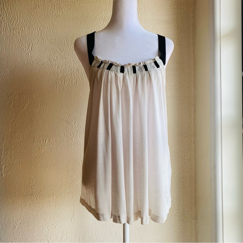 Club Monaco cream camisole  with black grosgrain ribbon detail Size M